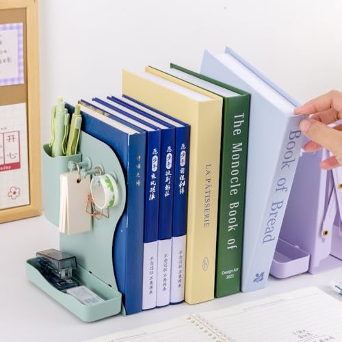 Clefairy Expandable Metal Bookend, Adjustable Bookend Book Holder for Shelves, Metal Book End Magazine Holder with Pen Holder - Image 5
