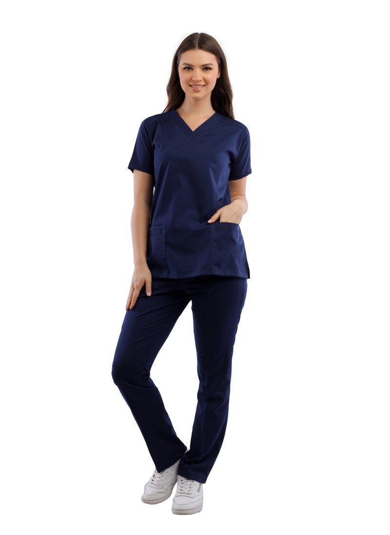APEX Premium Scrub 1/2 Sleeve Female Dark Blue MIX C  - Image 1