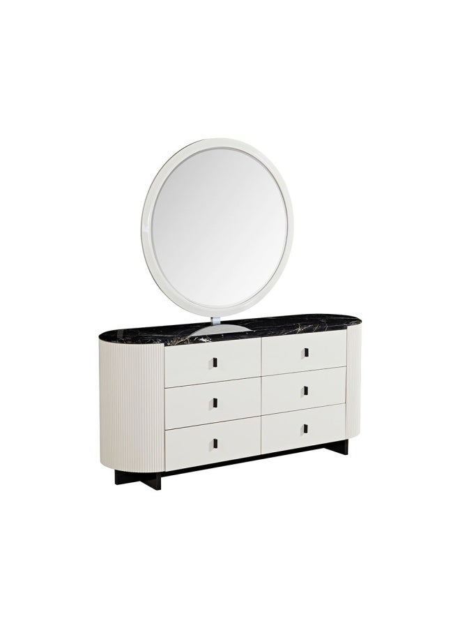 DANUBE HOME Krisalis Dresser With Mirror And Stool - Beige/Black  - Image 3