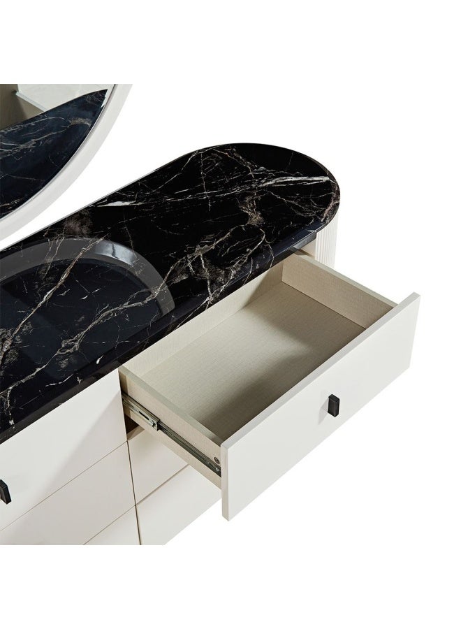 DANUBE HOME Krisalis Dresser With Mirror And Stool - Beige/Black  - Image 5