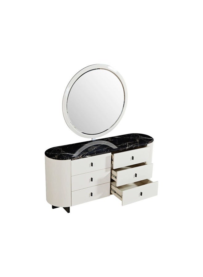 DANUBE HOME Krisalis Dresser With Mirror And Stool - Beige/Black  - Image 4