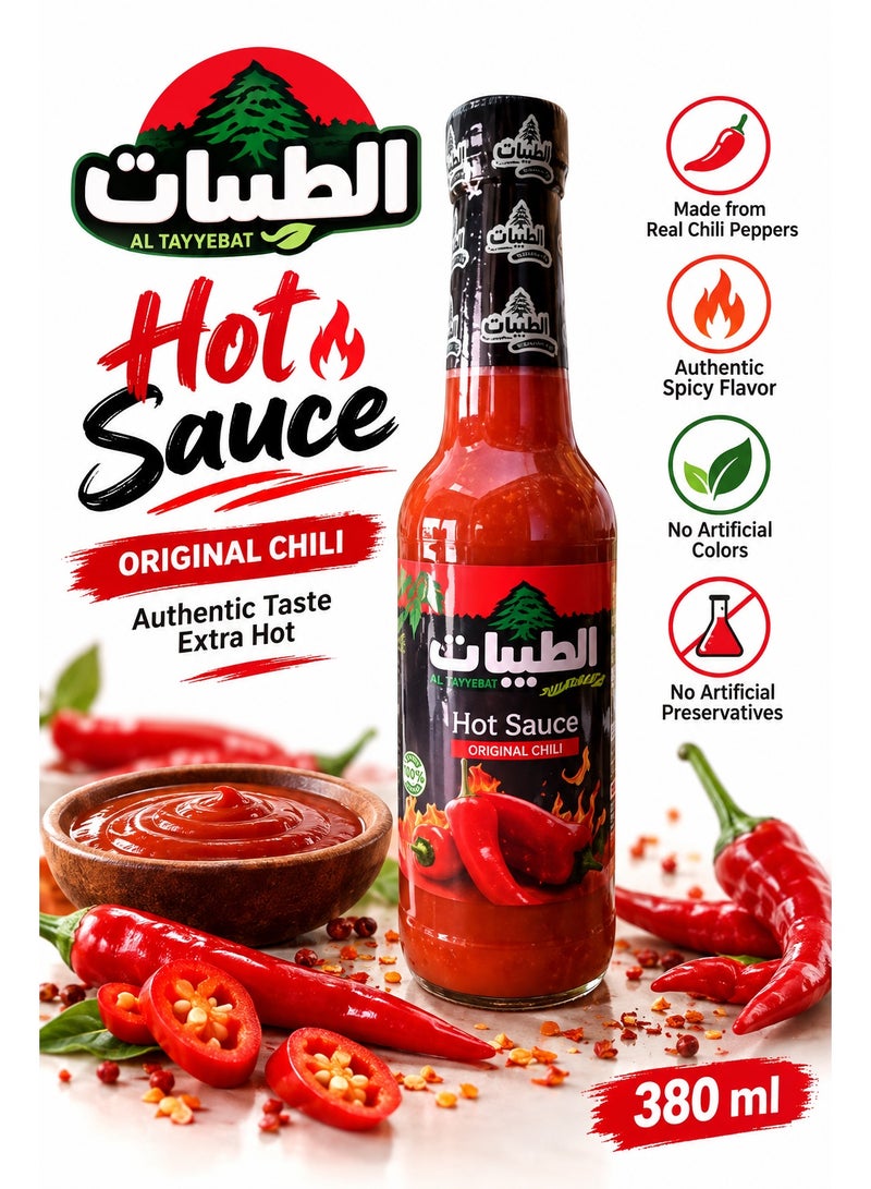 altayebat Hot Sauce – Authentic Spicy Chili Pepper Condiment, 380ml Bottle - Image 3