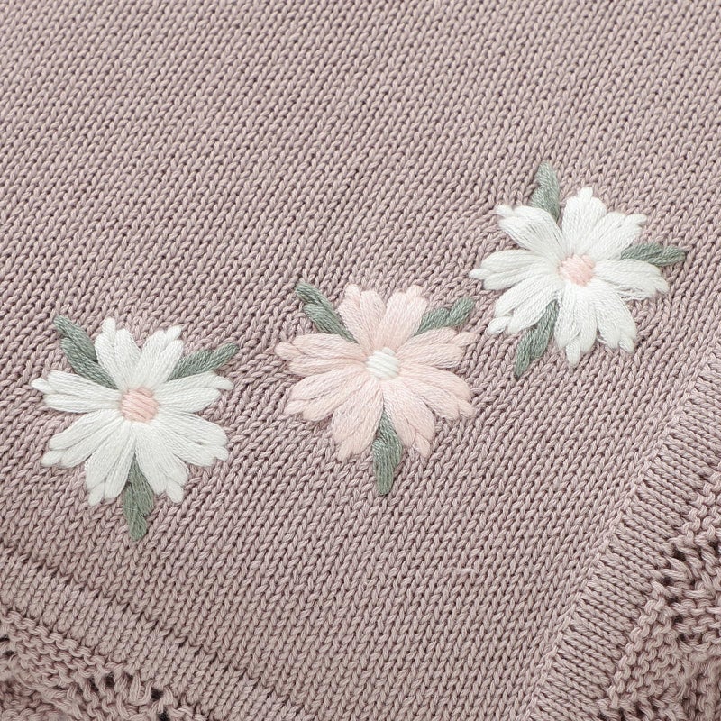 Lawkul Baby Blanket 100% Traceable Cotton Knit Receiving Blankets Crib Blanket For Newbron Boy Girls 40""X30"" White Floral - Image 5