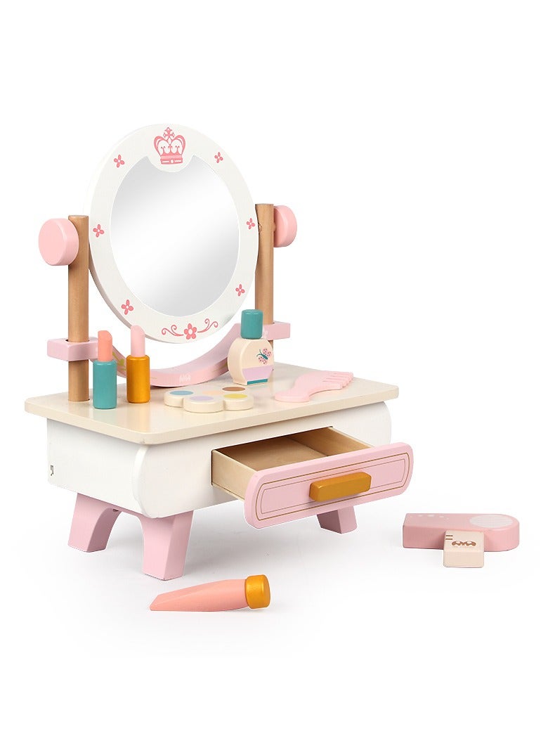 Factory Price Romy Wooden Dressing Table with Accessories - Pink  - Image 2