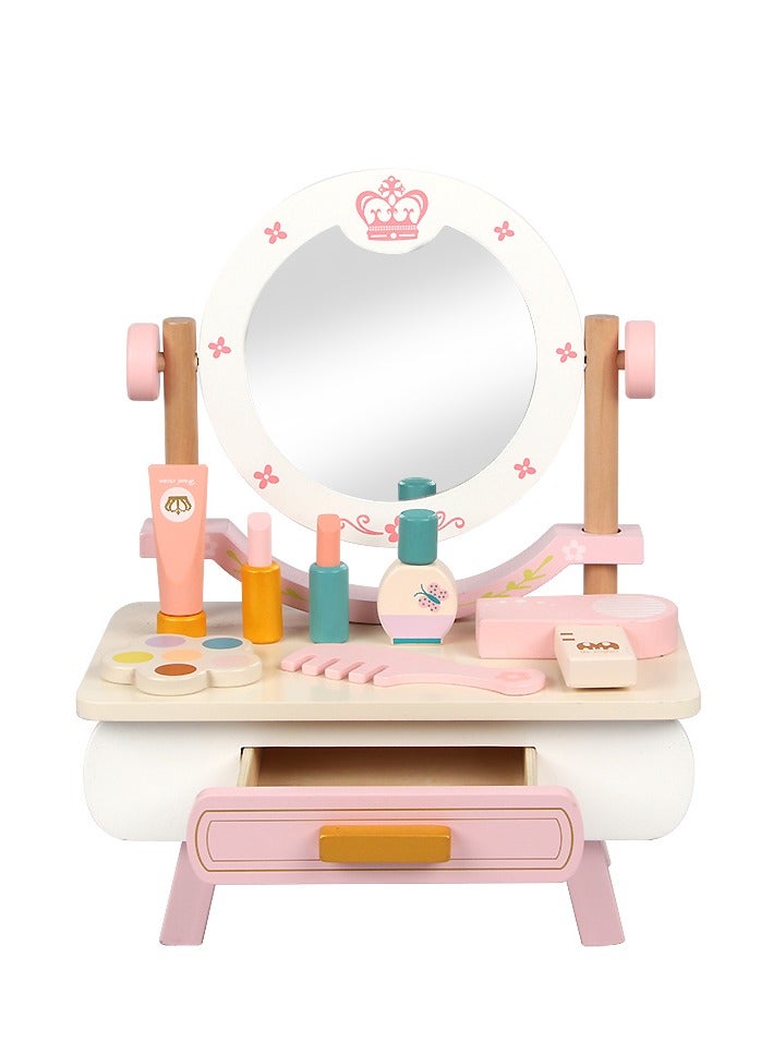 Factory Price Romy Wooden Dressing Table with Accessories - Pink  - Image 1