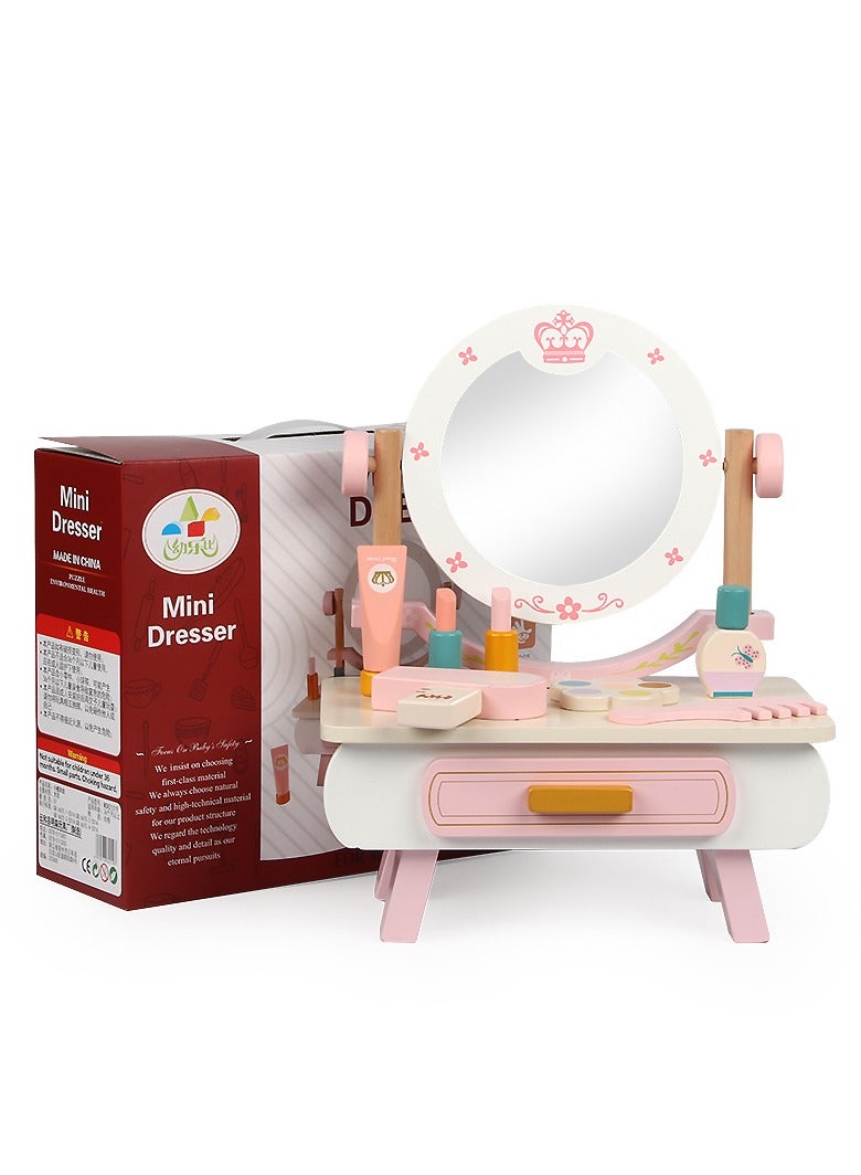 Factory Price Romy Wooden Dressing Table with Accessories - Pink  - Image 4