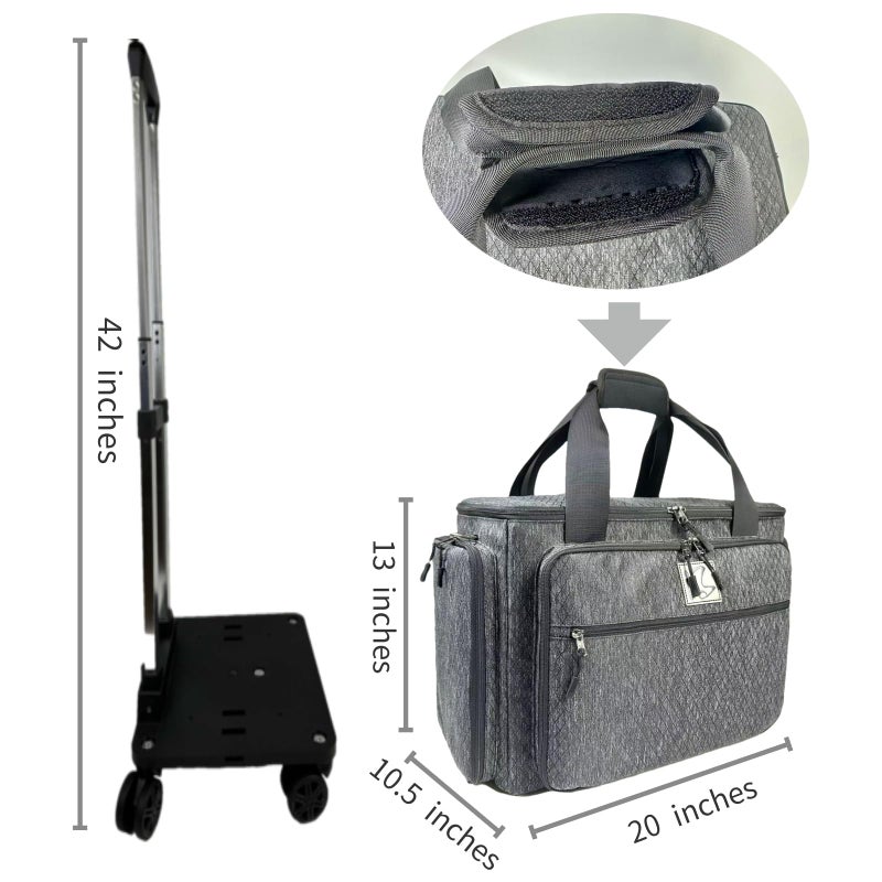 BatlFrist Rolling Teacher Bag with Five 360-Degree Rotating Wheels,Teacher Tote Bag with Detachable Trolley and Fits for 15.6" Laptop (Black) - Image 4