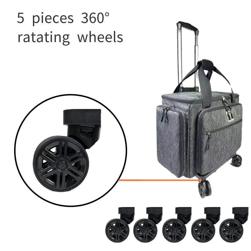 BatlFrist Rolling Teacher Bag with Five 360-Degree Rotating Wheels,Teacher Tote Bag with Detachable Trolley and Fits for 15.6" Laptop (Black) - Image 2