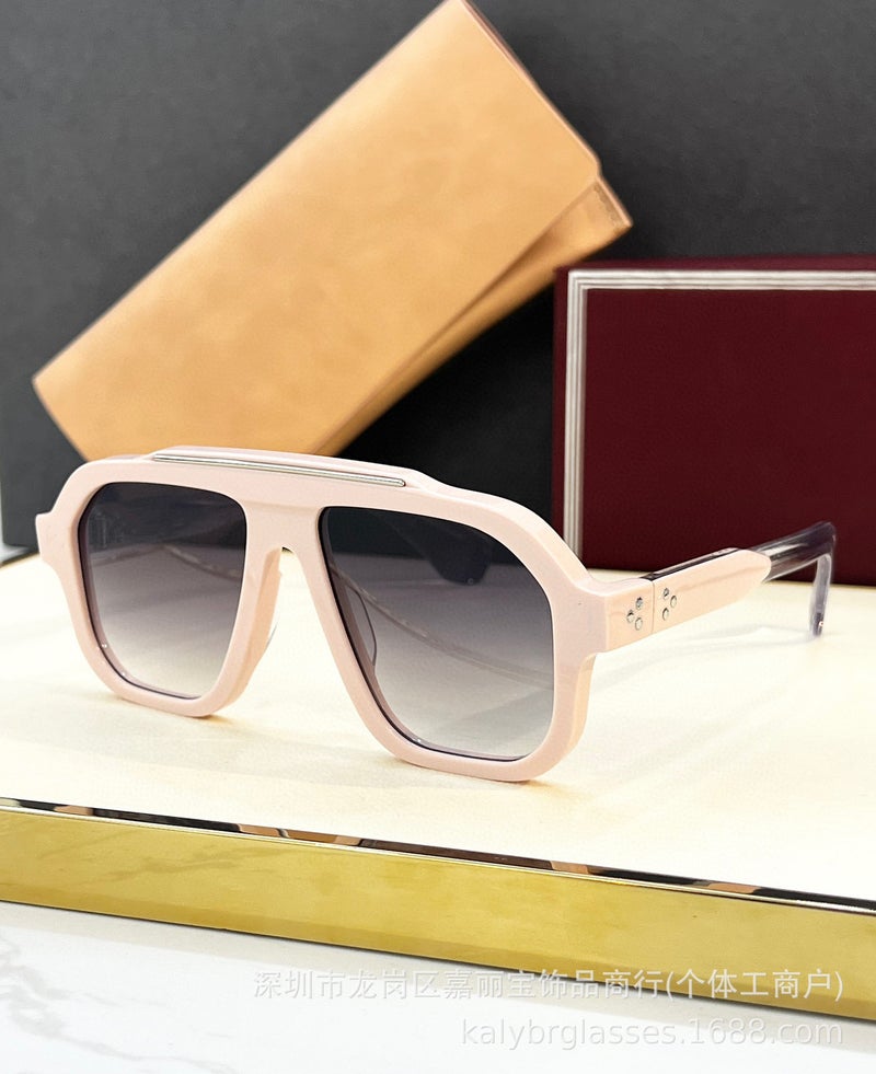 Generic JACQ JMM new high-end box retro trendy mens sunglasses fashion sunscreen large frame womens sunglasses OCTAVIAN Powder frame gray chip