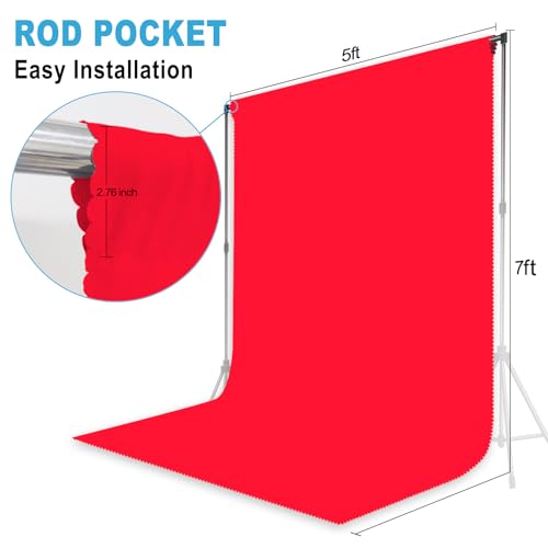 LYLYCTY Red Backdrop for Photoshoot, Professional Photo Backdrop Background Curtain for Product Photography, Portraits, Wedding, Party, Live Streaming Video Recording 5X7 FT (Background Only) - Image 3