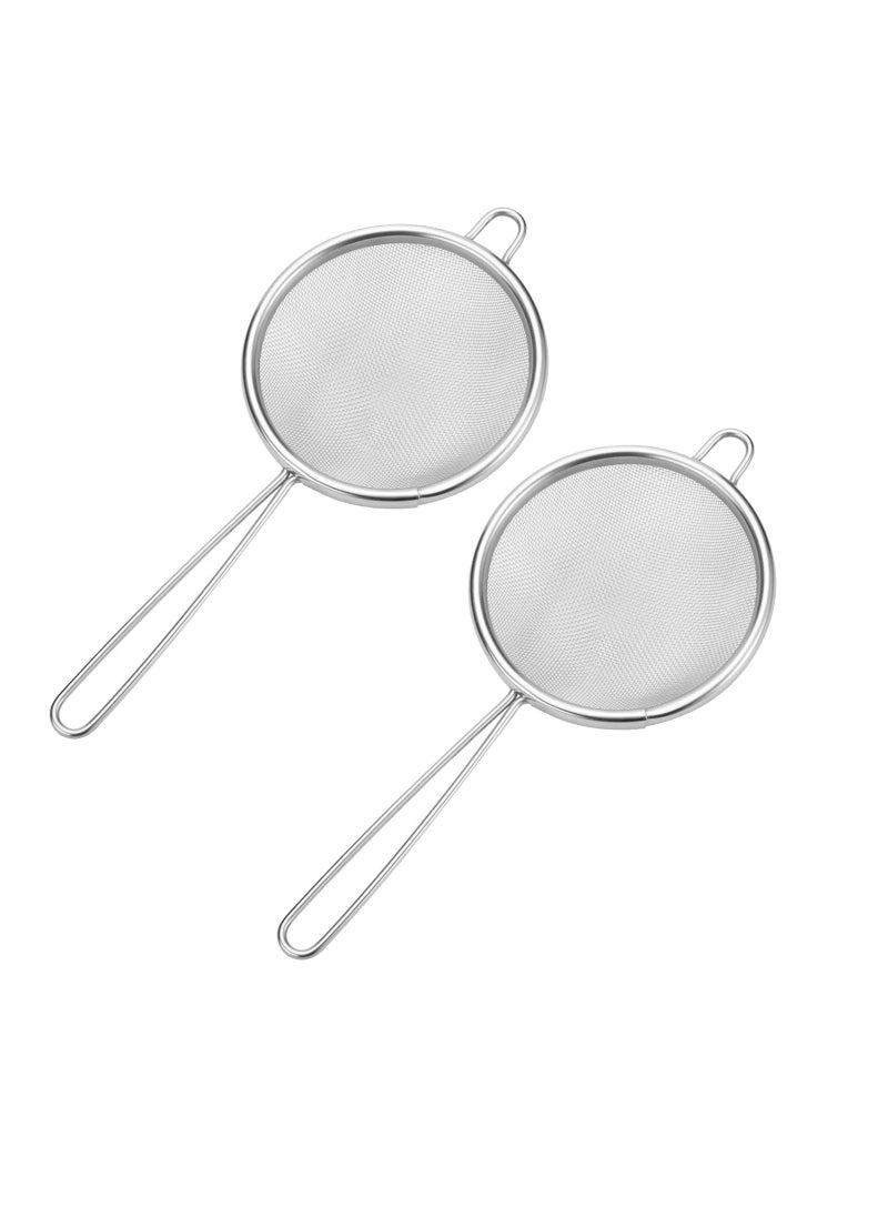 SYOSI 304 Stainless Steel Fine Mesh Strainers, SYOSI Fine Mesh Strainer with Handle, Ideal for Kitchen Food, Cooking, Tea Coffee, Juice Vegetable Egg Strainer Premium Stainless Steel, Lightweight(2 PCS)  - Image 1