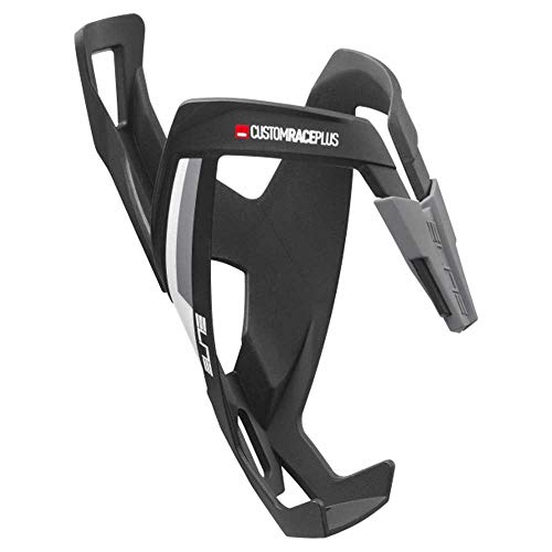 Elite Custom Race Plus Bottle Cage – Black Matte with White Graphic – Lightweight, Durable Cycling Water Bottle Holder - Image 1