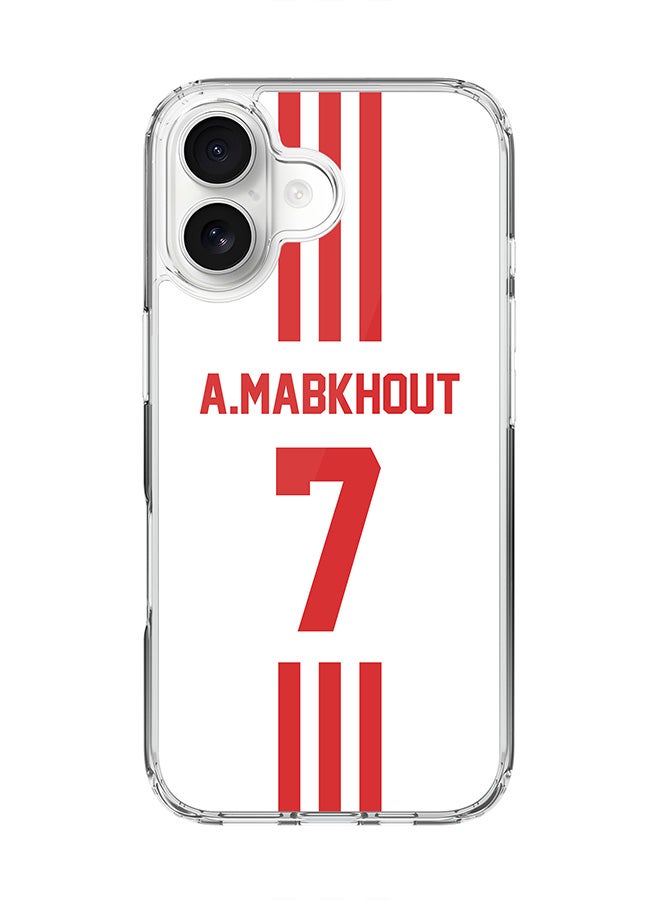 Stylizedd Classic Clear MagSafe Case for iPhone 17 , Hybrid Soft Case Flexible Edges Anti Drop TPU PC Gel Thin Transparent Cover [ Designed for iPhone 17 ] - Football Team - UAE, Player Name - A.Mabkhout - Image 1