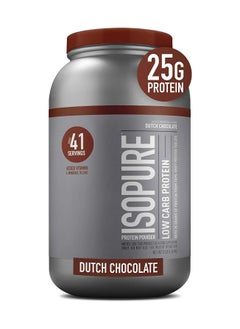 Whey Isolate Protein Powder with Vitamin C & Zinc for Immune Support, 25g Protein, Low Carb & Keto Friendly - Dutch Chocolate, 1.36 Kgs (3 lbs)