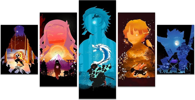 ملصق أنمي Demon Slayer لـ تانجيرو، نيزوكو، زينيتسو، إينوسوكي، كيوجورو رينغوكو، طباعة على قماش كانفاس، فن جداري لغرفة المعيشة وديكور المنزل، هدية للأولاد (بدون إطار، Q-05) - Image 1