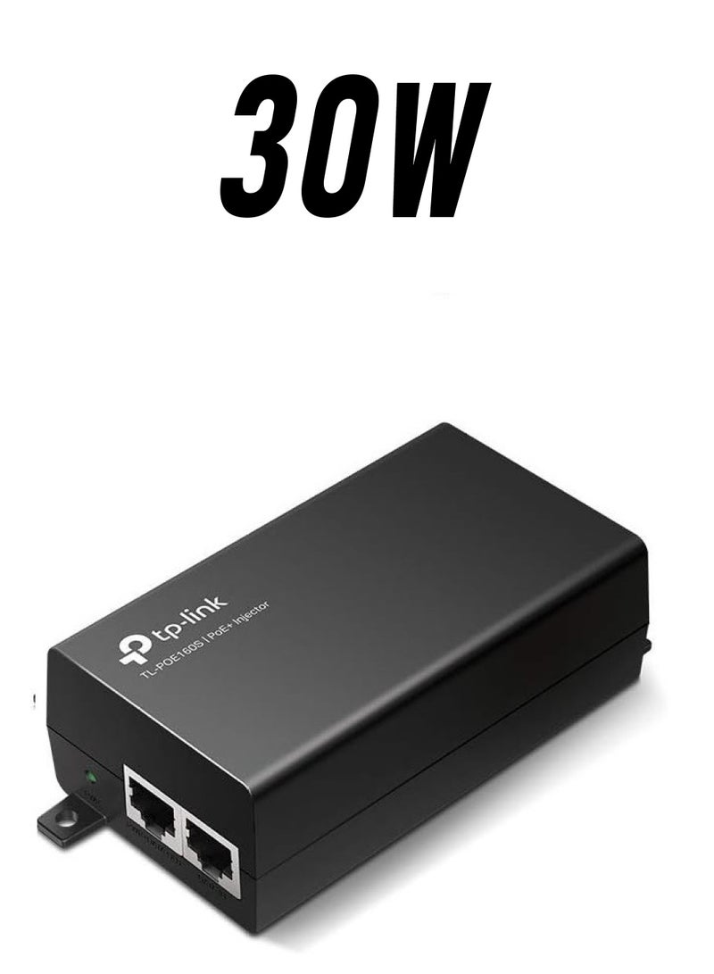 TP-LINK TL-PoE160S 802.3at/af Gigabit Injector Non-PoE to PoE Adapter Supplies PoE (15.4W) or PoE+ (30W) Plug & Play Desktop/Wall-Mount Distance Up to 328 ft. UL Certified, Black BLACK - Image 1
