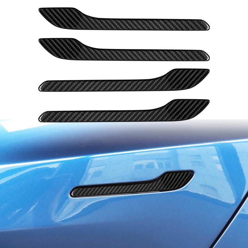 BLAKAYA Compatible with Tesla Model 3 Model Y 20192024 Real Carbon Fiber Exterior Door Handle Protector Cover Trim Black - Image 2