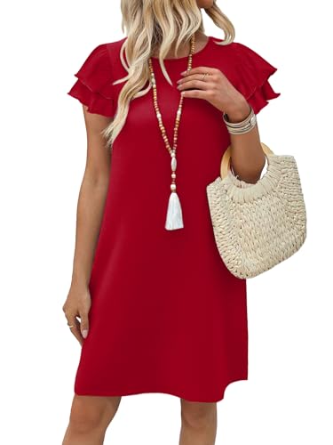 OFEEFAN Red Dress Womens Dresses 2026 Spring Summer Sundresses Boho Clothes Hawaiian Casual Elegant Classy Date Outfits M - Image 2
