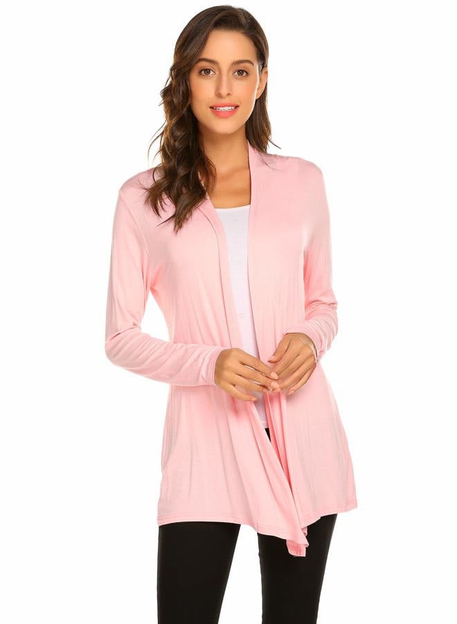 Newchoice Womens Summer Casual Lightweight Long Sleeve Cardigans Soft Drape Open Front Loose Kimono Cardigans Coverups (Light Pink, S) - Image 1