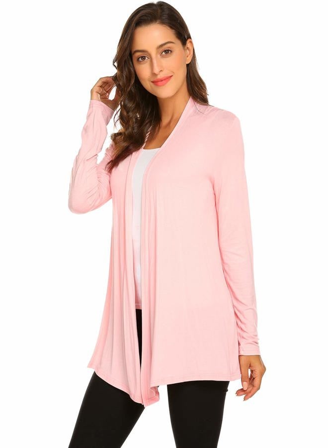 Newchoice Womens Summer Casual Lightweight Long Sleeve Cardigans Soft Drape Open Front Loose Kimono Cardigans Coverups (Light Pink, S) - Image 4