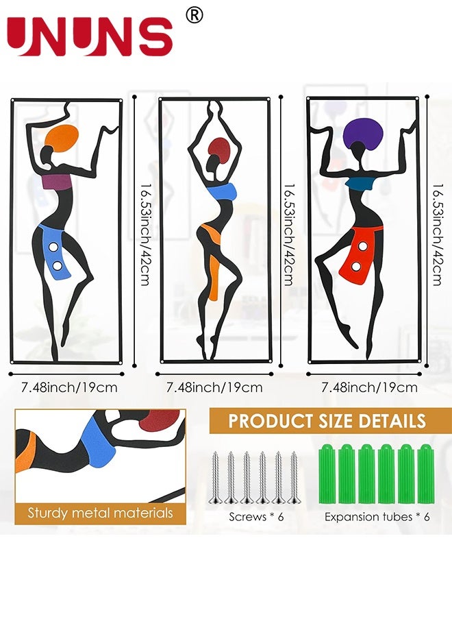 UNUNS Metal Wall Art,African Wall Decor Art,Metal Wall Aesthetic Corridor Decor Accessories,Wall Hanging Decor,Ethnic Dance Style Painting Wall Decor,Suitable for Home Living Room Bedroom and Bathroom,58.6X42CM - Image 3