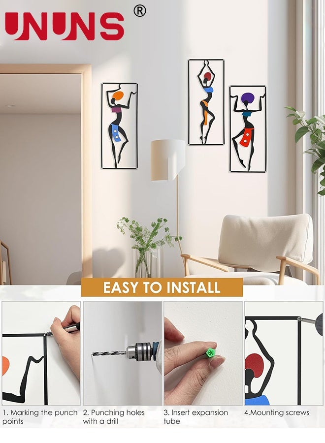 UNUNS Metal Wall Art,African Wall Decor Art,Metal Wall Aesthetic Corridor Decor Accessories,Wall Hanging Decor,Ethnic Dance Style Painting Wall Decor,Suitable for Home Living Room Bedroom and Bathroom,58.6X42CM - Image 4