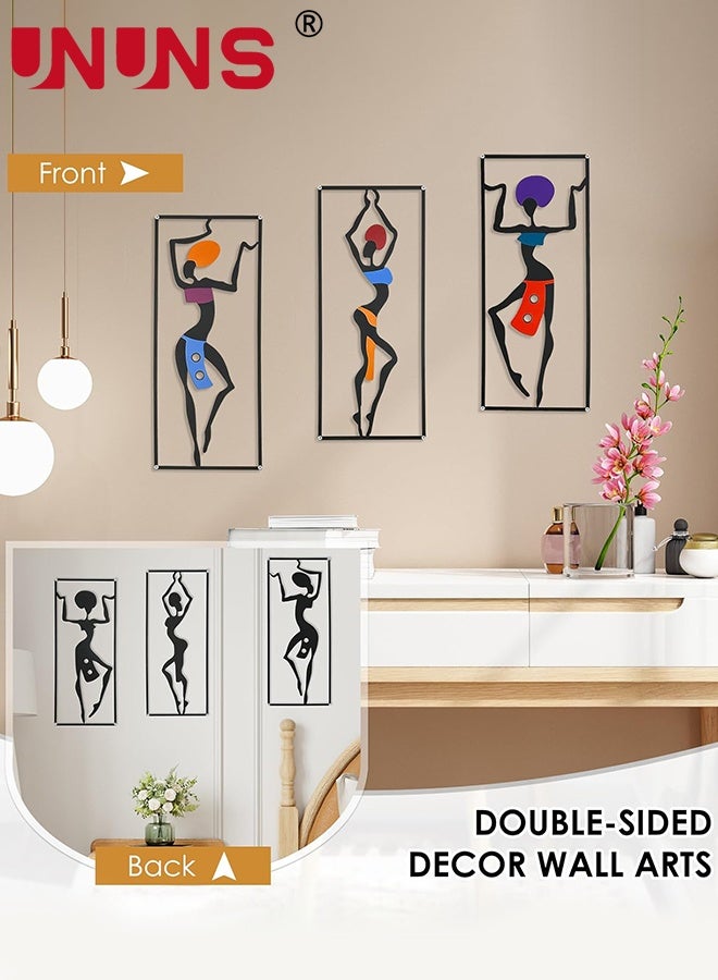 UNUNS Metal Wall Art,African Wall Decor Art,Metal Wall Aesthetic Corridor Decor Accessories,Wall Hanging Decor,Ethnic Dance Style Painting Wall Decor,Suitable for Home Living Room Bedroom and Bathroom,58.6X42CM - Image 2
