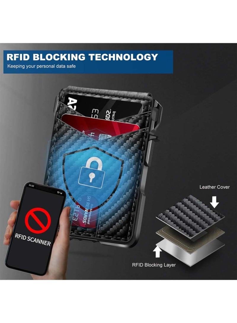 Wallet for Men,Mens Minimalist Wallet 9-13 Cards,Slim Compact Wallet with Money Clip  ID Window,RFID Blocking Smart Pop Up Card Wallet, Metal Aluminum Credit Card Holder Bifold Wallet - Image 4