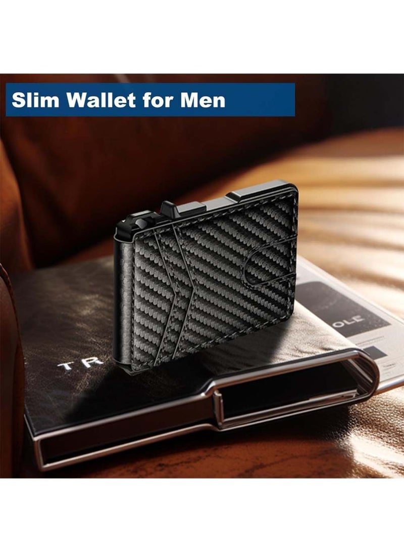 Wallet for Men,Mens Minimalist Wallet 9-13 Cards,Slim Compact Wallet with Money Clip  ID Window,RFID Blocking Smart Pop Up Card Wallet, Metal Aluminum Credit Card Holder Bifold Wallet - Image 2