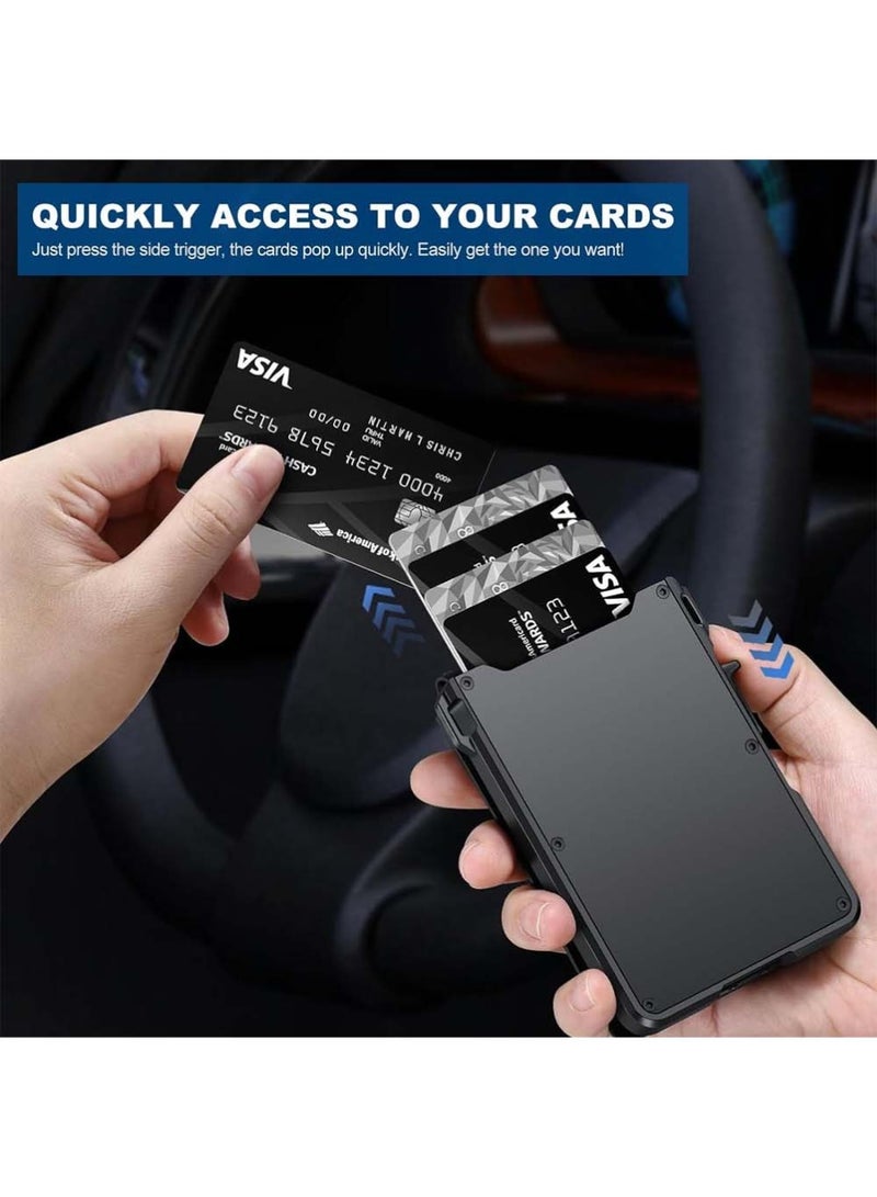 Wallet for Men,Mens Minimalist Wallet 9-13 Cards,Slim Compact Wallet with Money Clip  ID Window,RFID Blocking Smart Pop Up Card Wallet, Metal Aluminum Credit Card Holder Bifold Wallet - Image 3