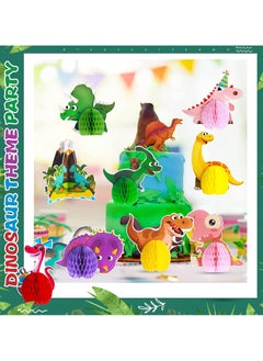 KASTWAVE Centerpieces, KASTWAVE Dinosaur Party Honeycomb Table 3D Dinosaur Center Piece Table Topper Dinosaur Birthday Party Supplies Dinosaur Theme Baby Decorations Boy Birthday Party Supplies (9 Pcs)  - Image 2