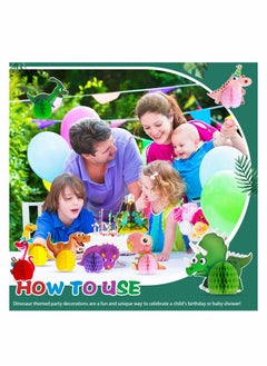 KASTWAVE Centerpieces, KASTWAVE Dinosaur Party Honeycomb Table 3D Dinosaur Center Piece Table Topper Dinosaur Birthday Party Supplies Dinosaur Theme Baby Decorations Boy Birthday Party Supplies (9 Pcs)  - Image 5