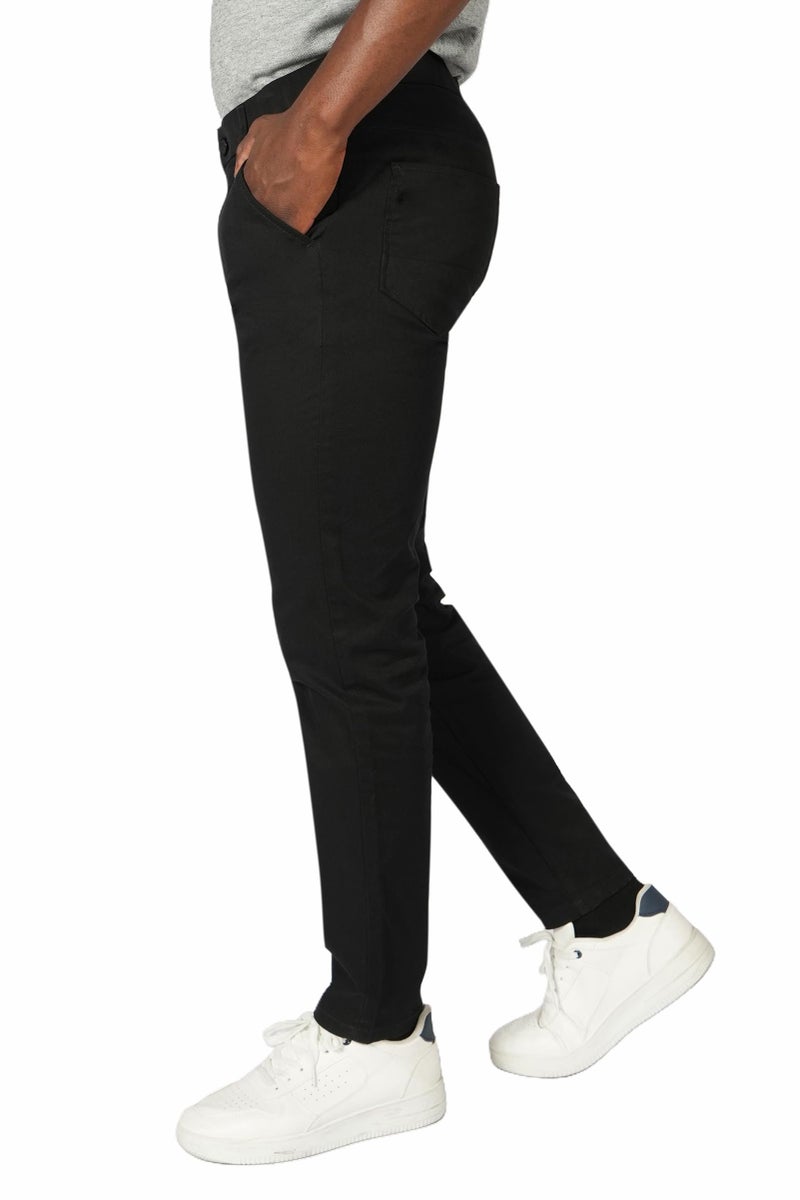 Plaid&Plain Men's Skinny Stretchy Khaki Pants Colored Pants Slim Fit Slacks Tapered Trousers 819 Black 32X32 - Image 5