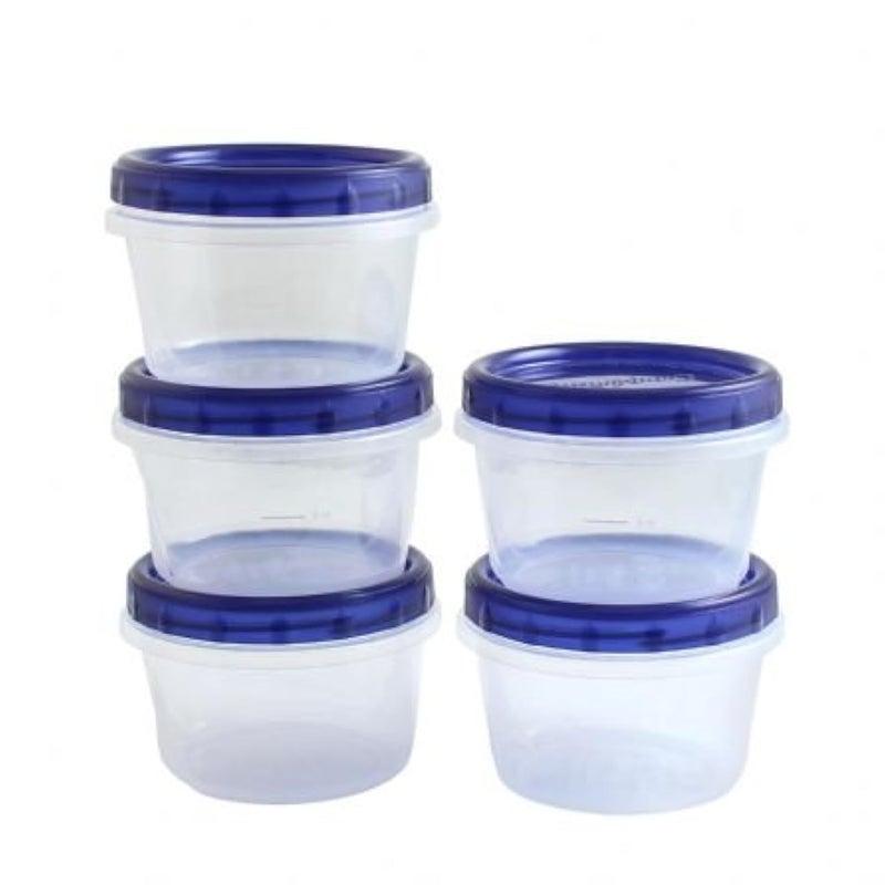 16Oz Blue 5 Pk Twist Top Food Storage Containers LeakProof Airtight Soup Storage Canisters with Screw Seal Lids BPAFree Stackable Reusable Kitchen Essentials 16Ounce