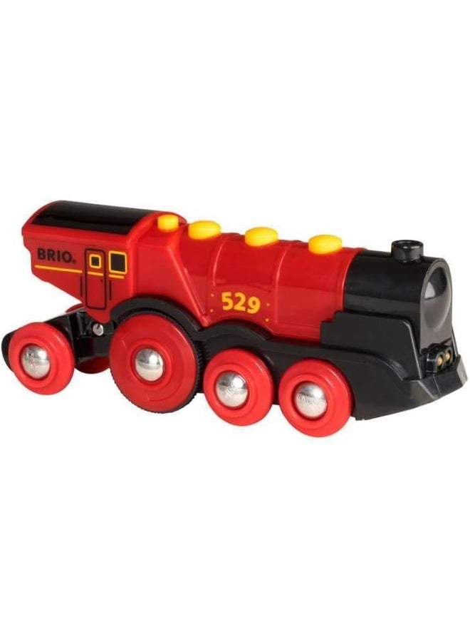Brio محرك القطار الأحمر القوي من بريو – محرك قطار يعمل بالبطارية مع أضواء وأصوات – متوافق مع سكك حديد بريو العالمية – لعبة للأطفال من عمر 3 سنوات فما فوق | 33592-B - Image 2