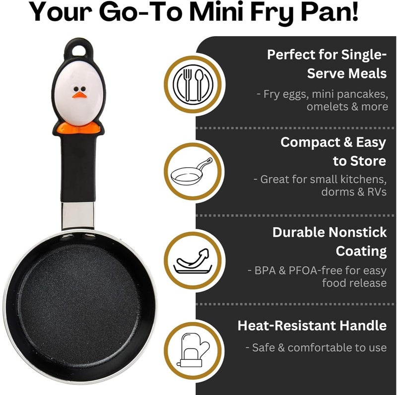 جوا مقلاة بيض صغيرة غير لاصقة من جوي بشكل بيضة – مقلاة ميني للبيض والفطائر توزيع حرارة متساوٍ سهلة التنظيف مناسبة للمطبخ المنزلي - Image 3