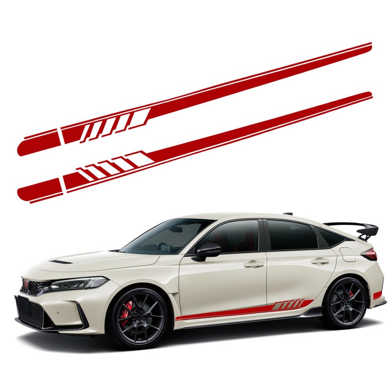 awlbed 2 PCS Car Side Skirt Decals, 88.58" x 4.52" Long Stripes Stickers, PVC Auto Personalized Stickers, Waterproof Body Decoration, Universal for Most Cars, Trucks, SUVs (Red) - Image 1