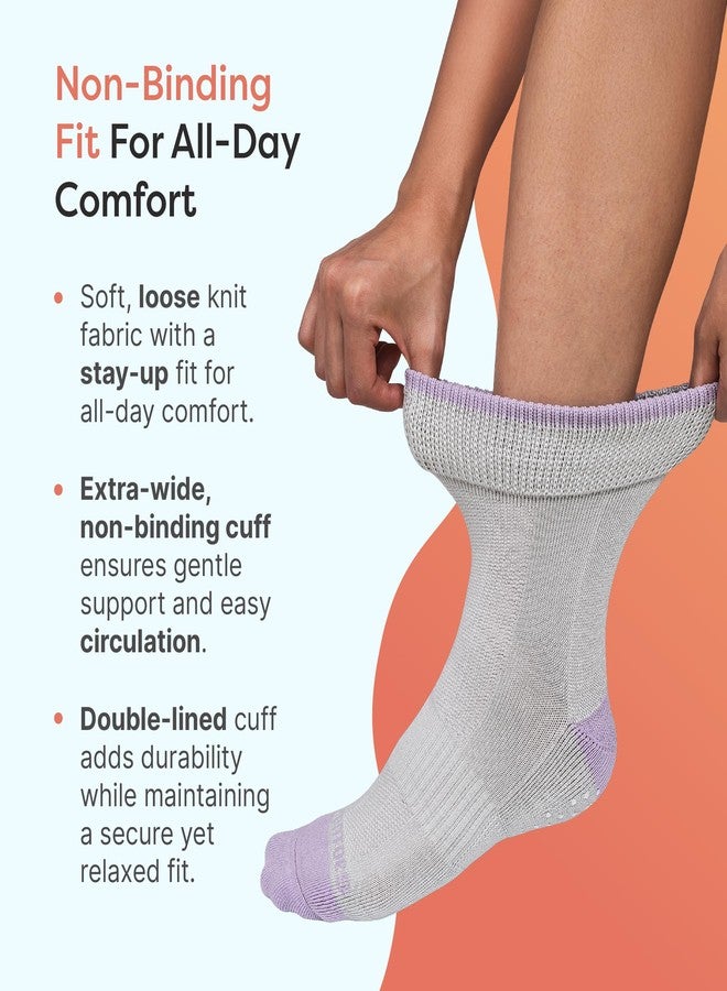 ZenToes Diabetic Socks for Women & Men | 2 Breathable Pairs with Arch Support | Non-Binding Cuff to Promote Circulation | Seamless Toe & Moisture Control Design | Medium, Purple & Blue - Image 3