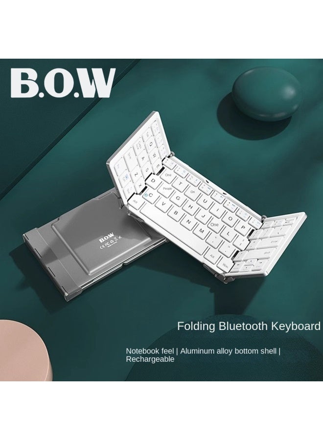 بي.أو.دب لوحة مفاتيح لاسلكية قابلة للطي مع شحن بلوتوث، عالمية للكمبيوتر اللوحي والهاتف والكمبيوتر، مجموعة محمولة من لوحة المفاتيح والماوس - Image 1
