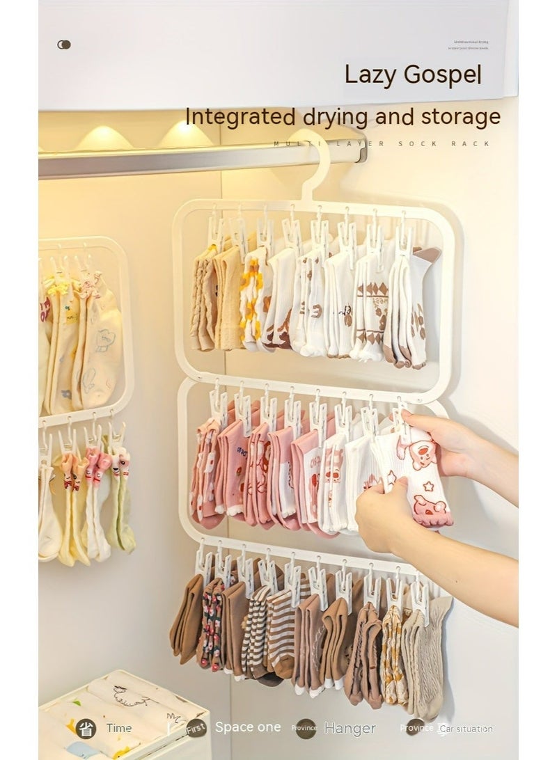 2-Pack Sock Drying Rack with 26 Strong Clips | Space Saving Foldable Laundry Hanger | 360° Rotating Heavy Duty Clothes Airer for Socks, Underwear, Baby Clothes, Towels & Shoe Insoles | Indoor & Outdoor - Image 3