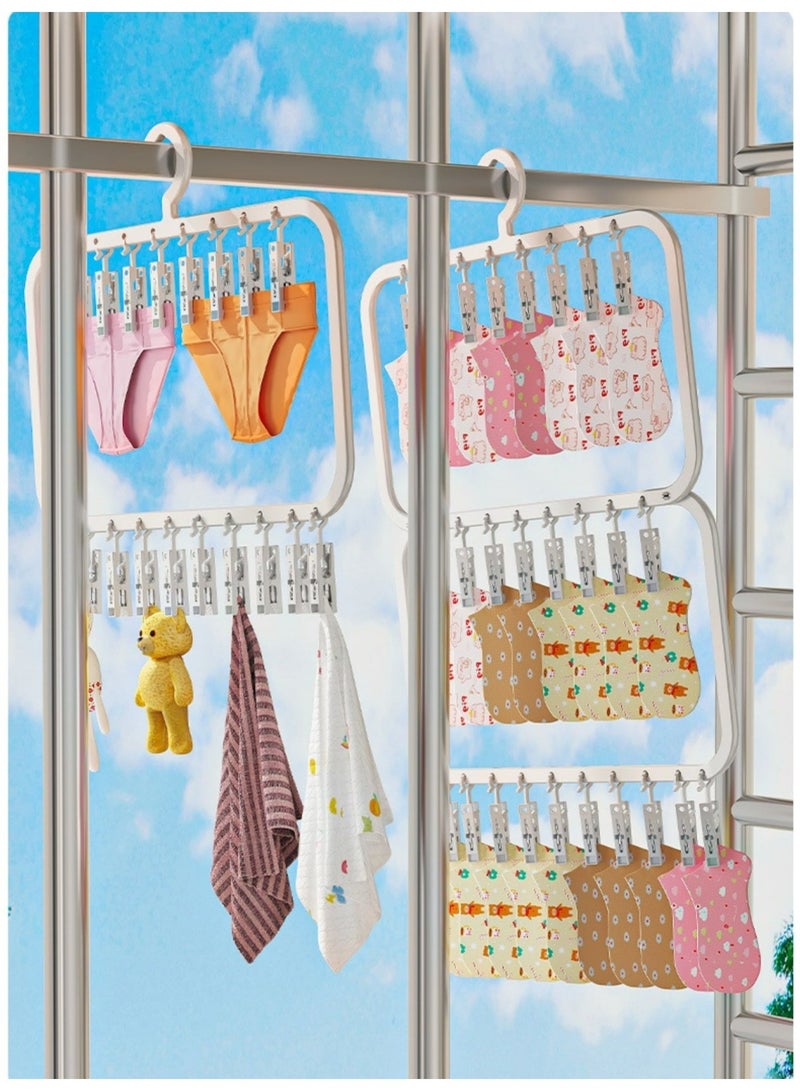 2-Pack Sock Drying Rack with 26 Strong Clips | Space Saving Foldable Laundry Hanger | 360° Rotating Heavy Duty Clothes Airer for Socks, Underwear, Baby Clothes, Towels & Shoe Insoles | Indoor & Outdoor - Image 5