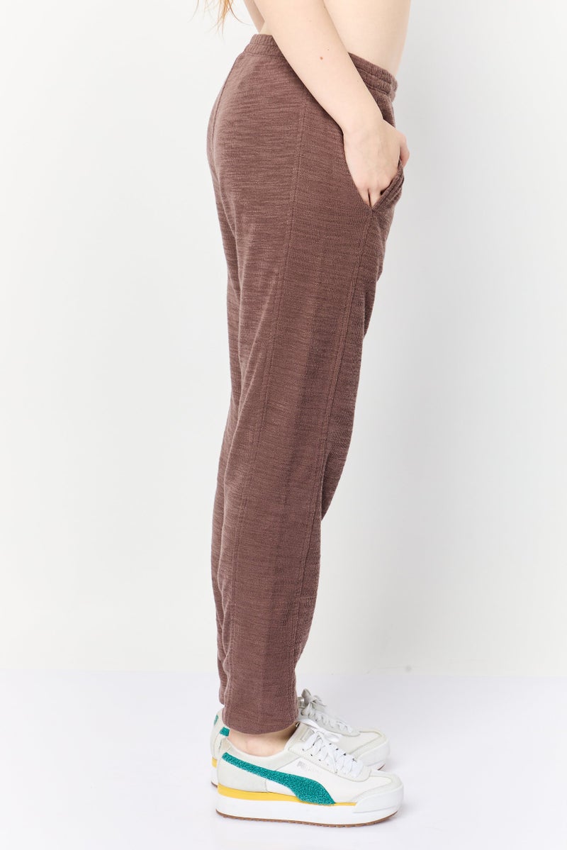 Aerie Women Regular Fit Textured Sweatpants, Brown - Image 3