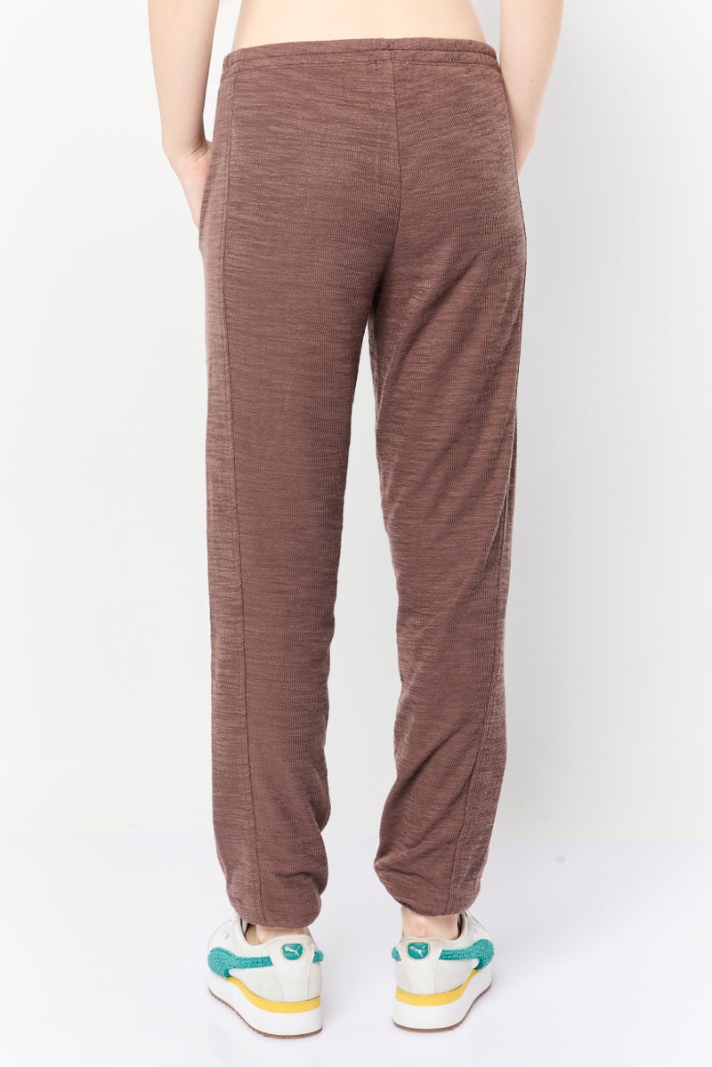 Aerie Women Regular Fit Textured Sweatpants, Brown - Image 4