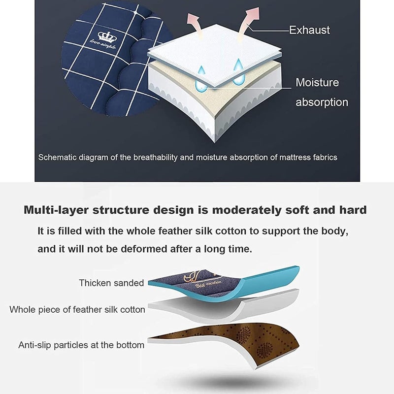 Tatami Sleeping Mat Japanese Futon Mattress Floor Bed Pad Student Dormitory Folding Mattress (Color : C, Size : 200 x 220 cm (79 x 87 inches)) - Image 4