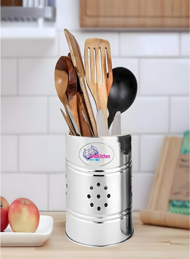 GRIDKITCHEN Rustic Cutlery Holder | Spoon Stand for Kitchen and Dining Table | Metal Kitchen Decor Accessory Pack of 1 - Image 2