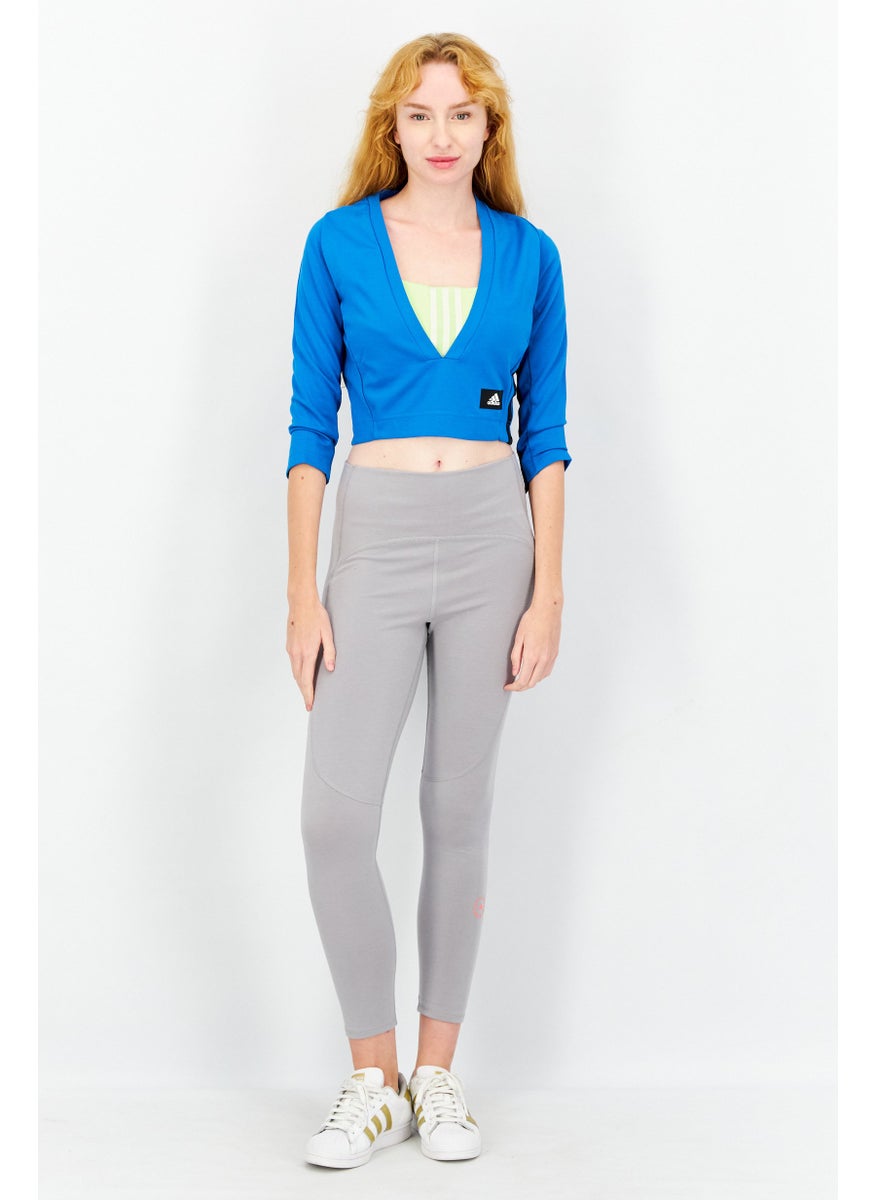 Adidas Women Sportswear Fit Long Sleeve Running Crop Top, Blue  - Image 4
