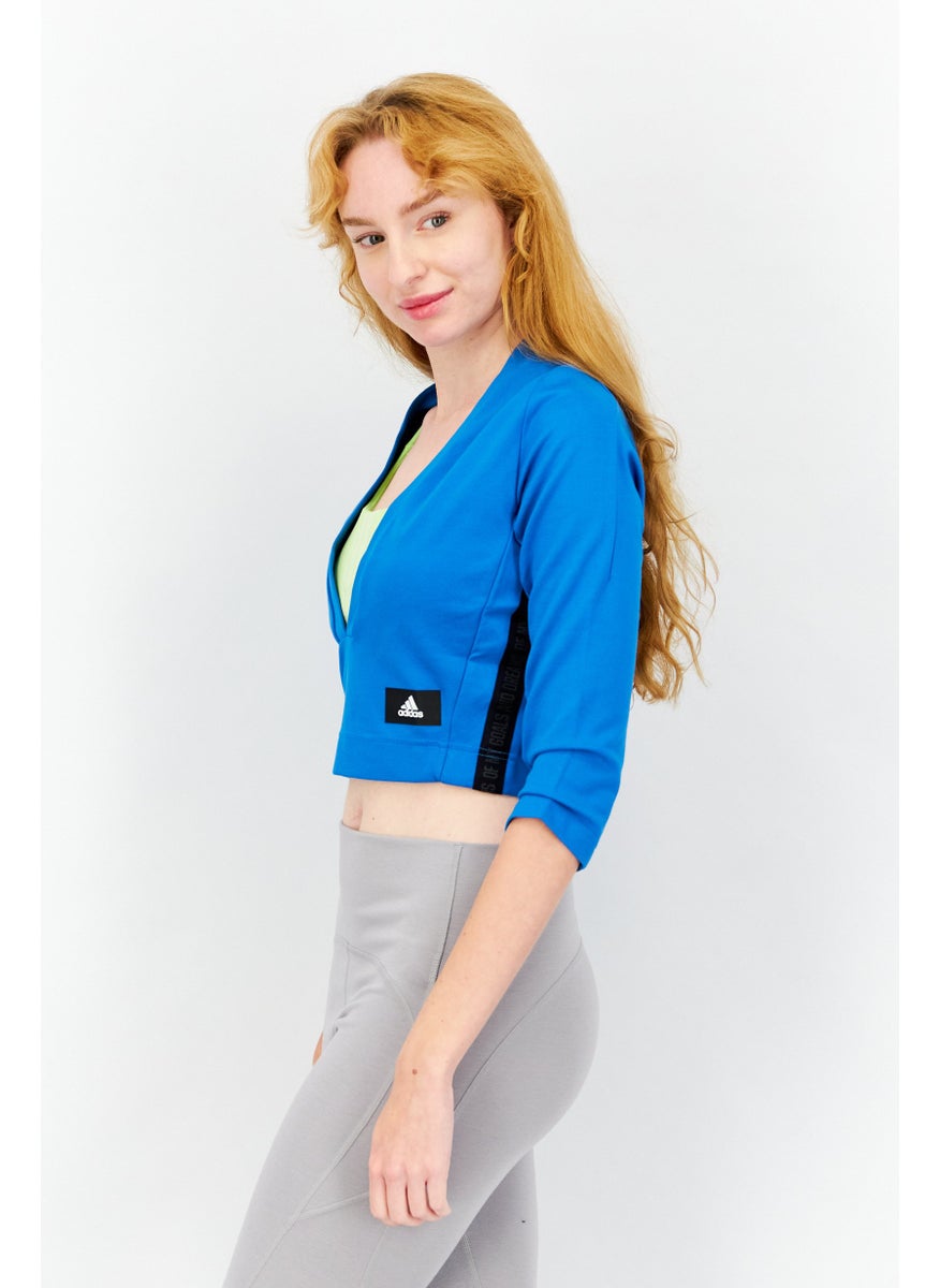 Adidas Women Sportswear Fit Long Sleeve Running Crop Top, Blue  - Image 2