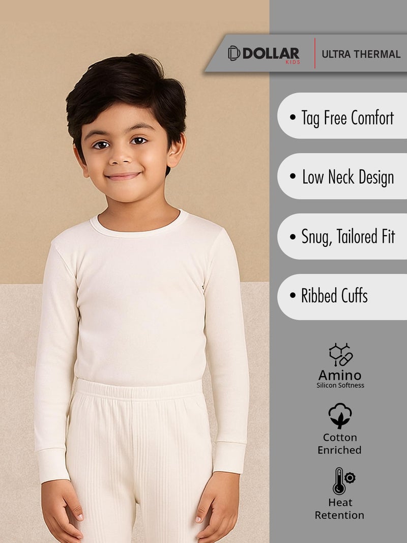Dollar Ultra Combed Cotton Kids Round Neck Thermal Tops (Boys & Girls) Off White - Image 4