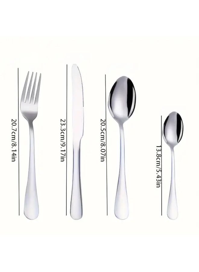 24 Pieces Stainless Steel Cutlery Set Silverware for 6 Dishwasher Safe Gift Box - Image 3