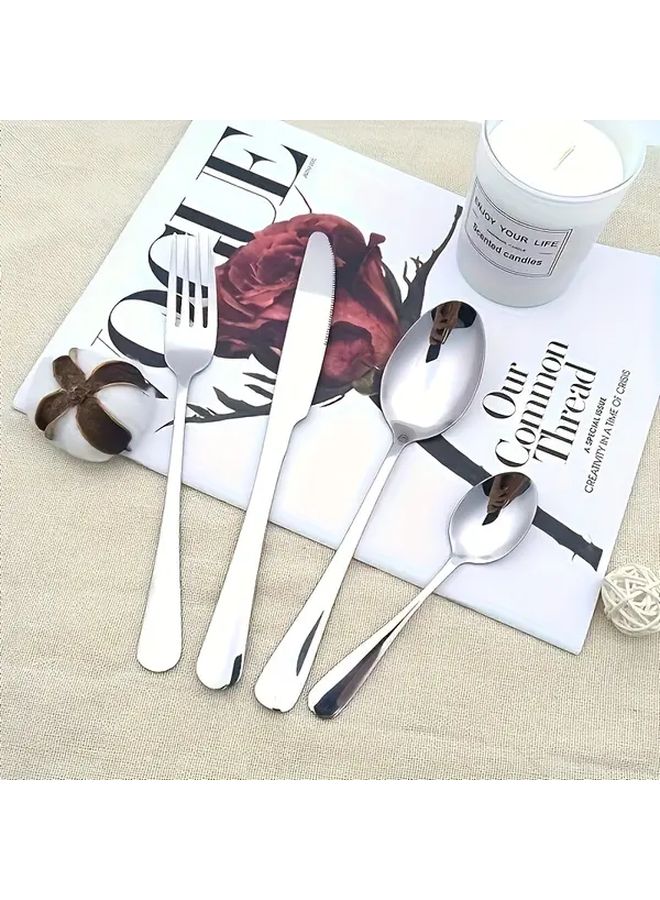 24 Pieces Stainless Steel Cutlery Set Silverware for 6 Dishwasher Safe Gift Box - Image 2